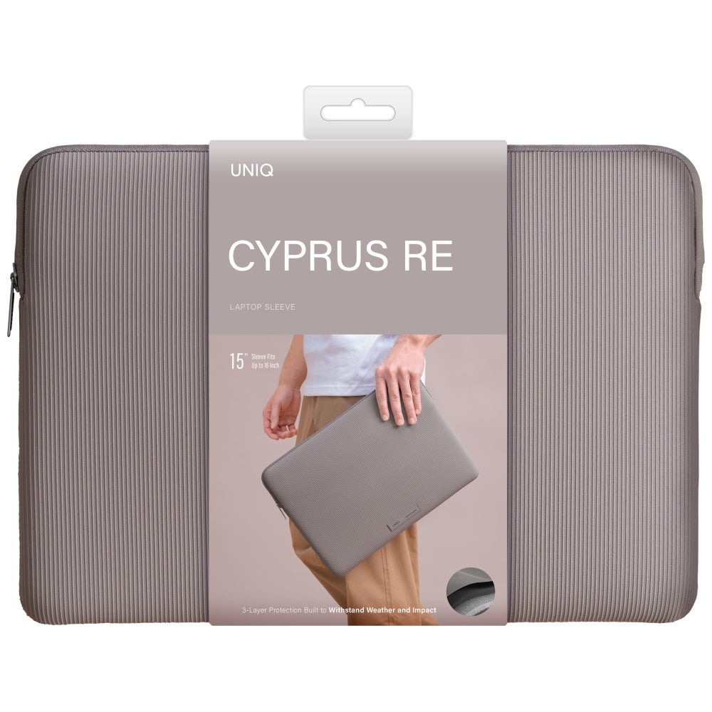 Uniq Cyprus Ridge Edition Laptop Sleeve til 16" bærbare computere, vandtæt neopren - grå