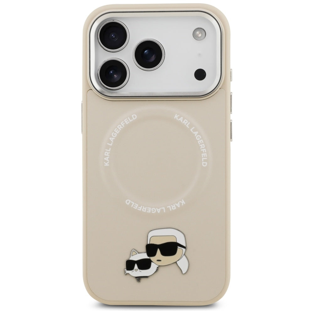 Karl Lagerfeld Karl & Choupette Pins MagSafe Case til iPhone 17 Pro Max - Beige