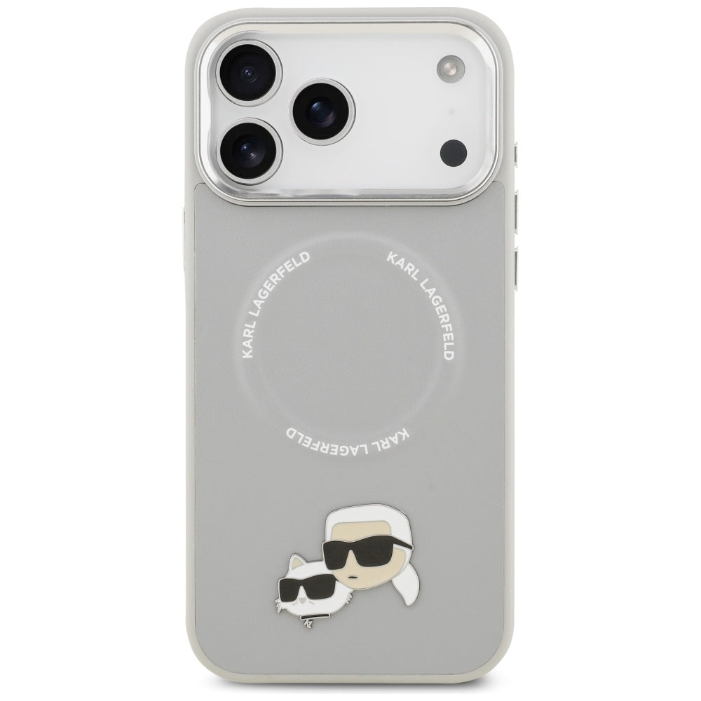 Karl Lagerfeld Karl & Choupette Pins MagSafe Case til iPhone 17 Pro - Grå