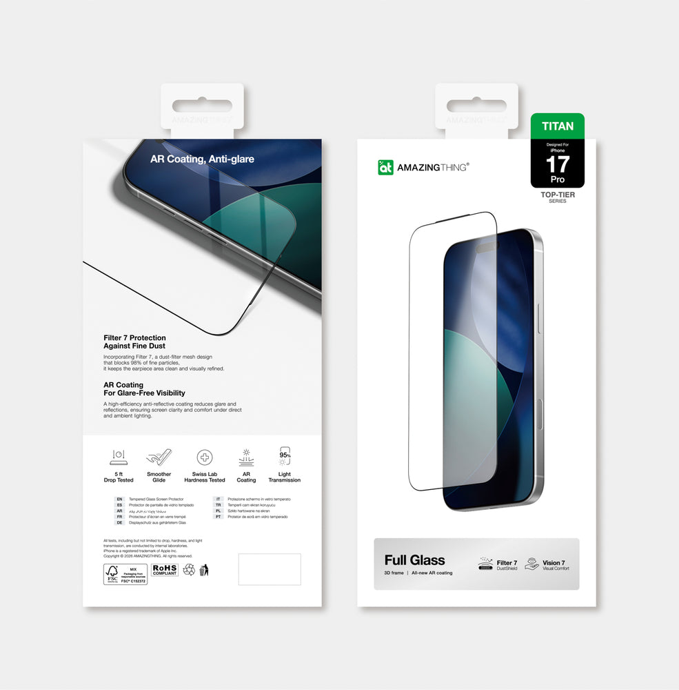 AmazingThing Titan Vision 7 hærdet glas til iPhone 17 Pro