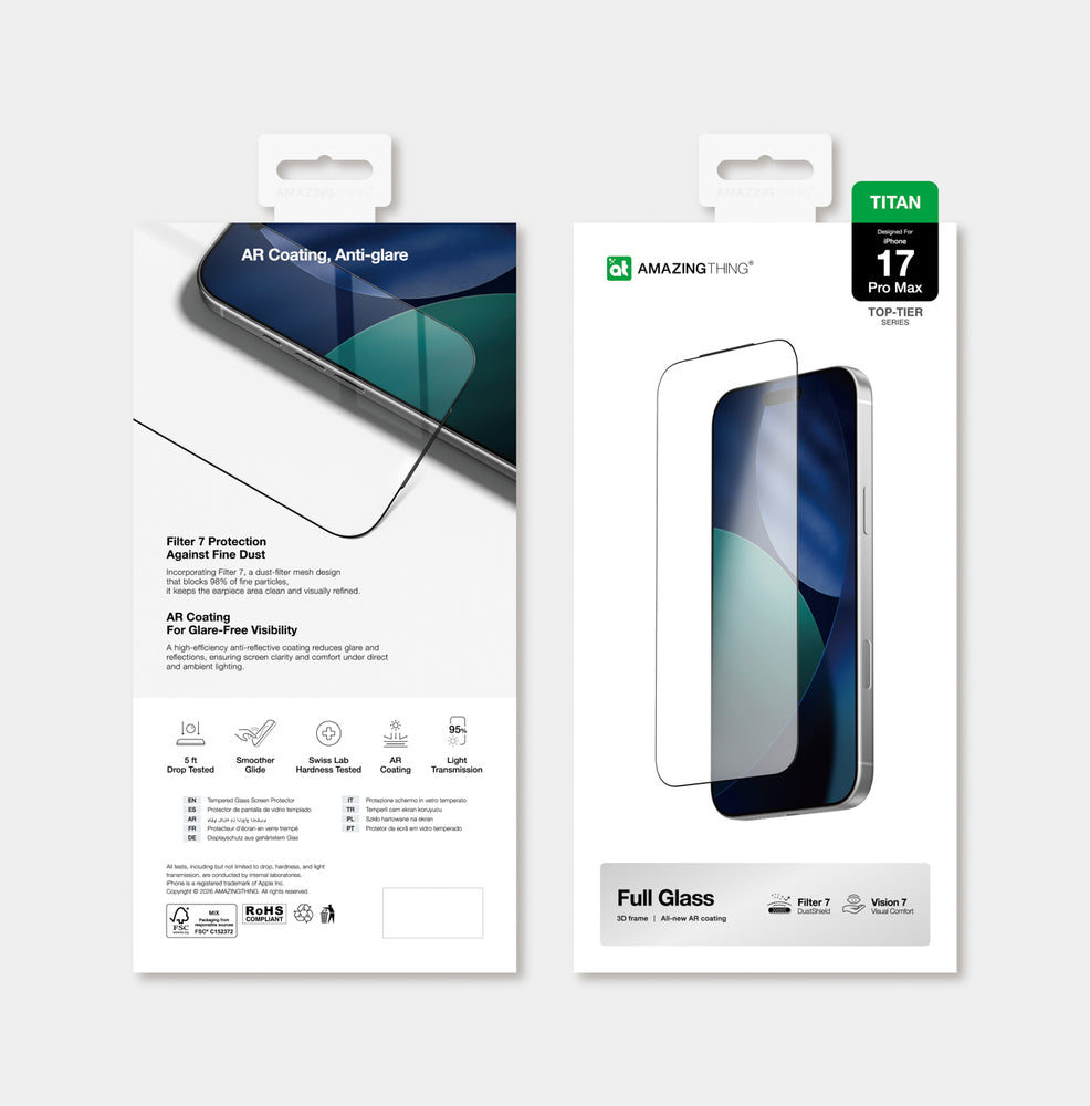 AmazingThing Titan Vision 7 hærdet glas til iPhone 17 Pro Max