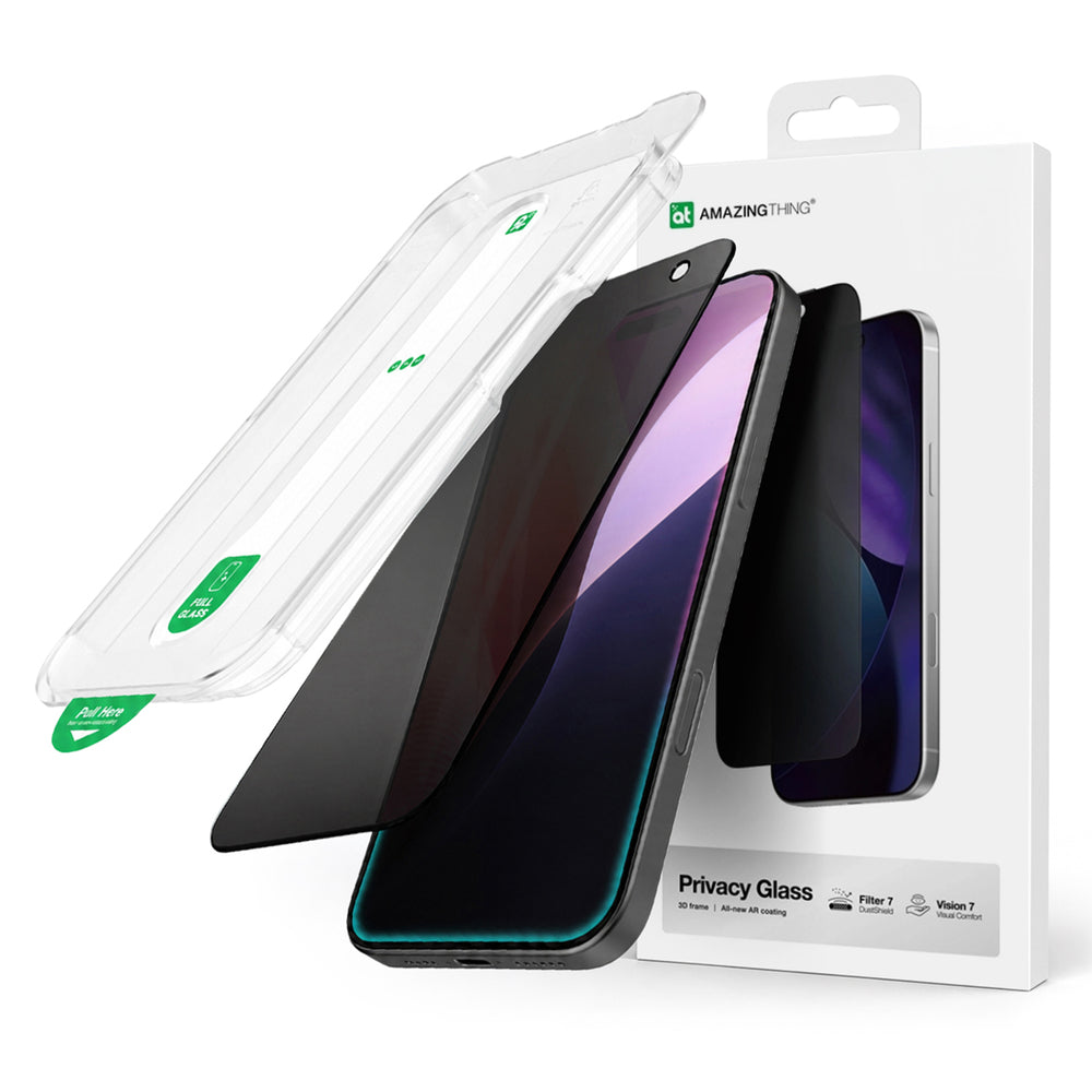 AmazingThing Titan Vision 7 hærdet glas til iPhone 17 Pro Privatliv