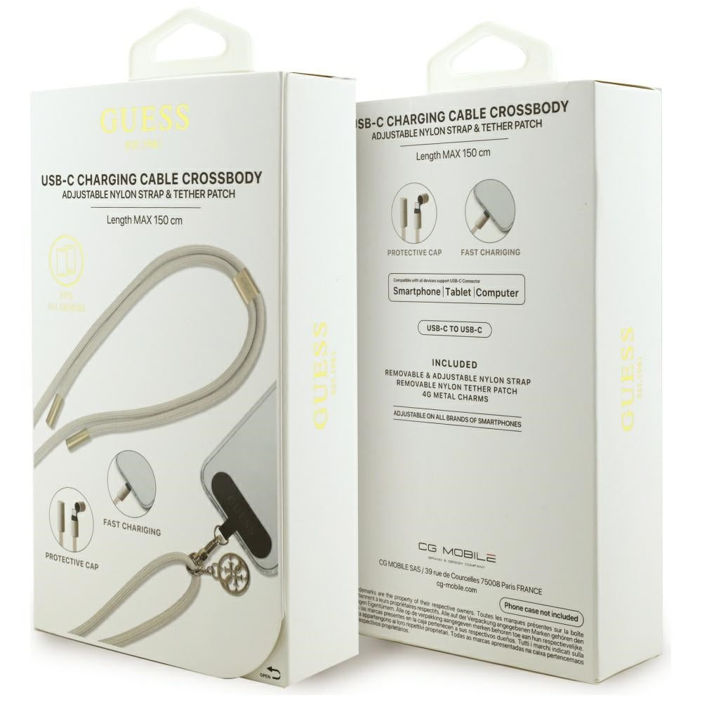 Guess CBDY 4G Charm USB-C / USB-C Cable 150cm - Beige