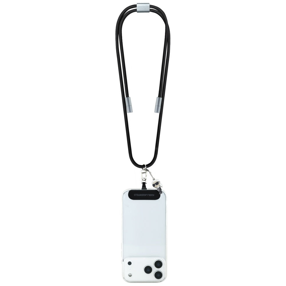 Karl Lagerfeld CBDY Ikonik Charm USB-C Kabel / USB-C Lanyard - sort