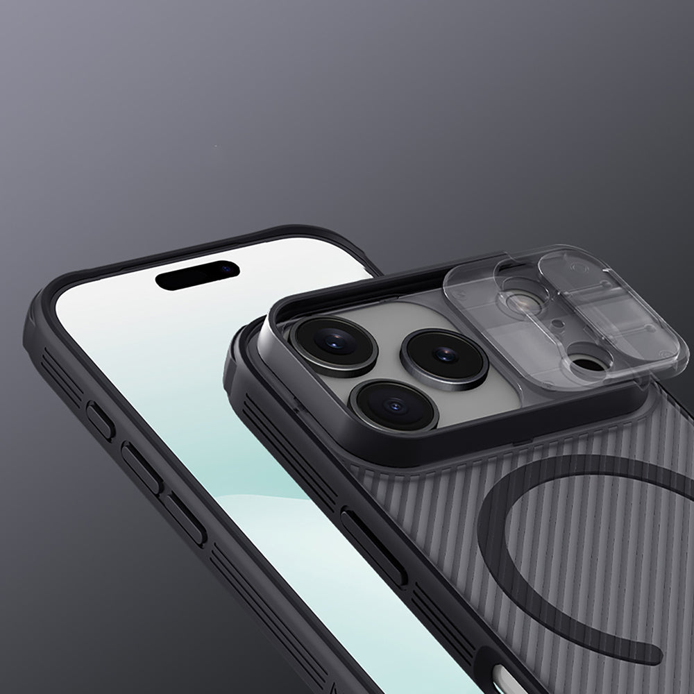 Nillkin CamShield Pro MagSafe Kompatibel Case til iPhone 17 Pro Max - Transparent sort