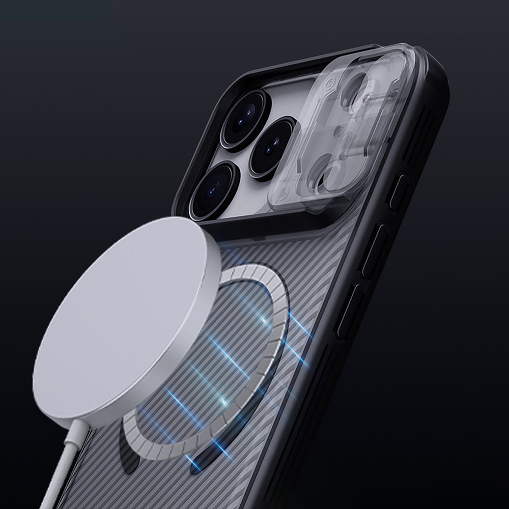 Nillkin CamShield Pro MagSafe Kompatibel Case til iPhone 17 Pro Max - Transparent sort