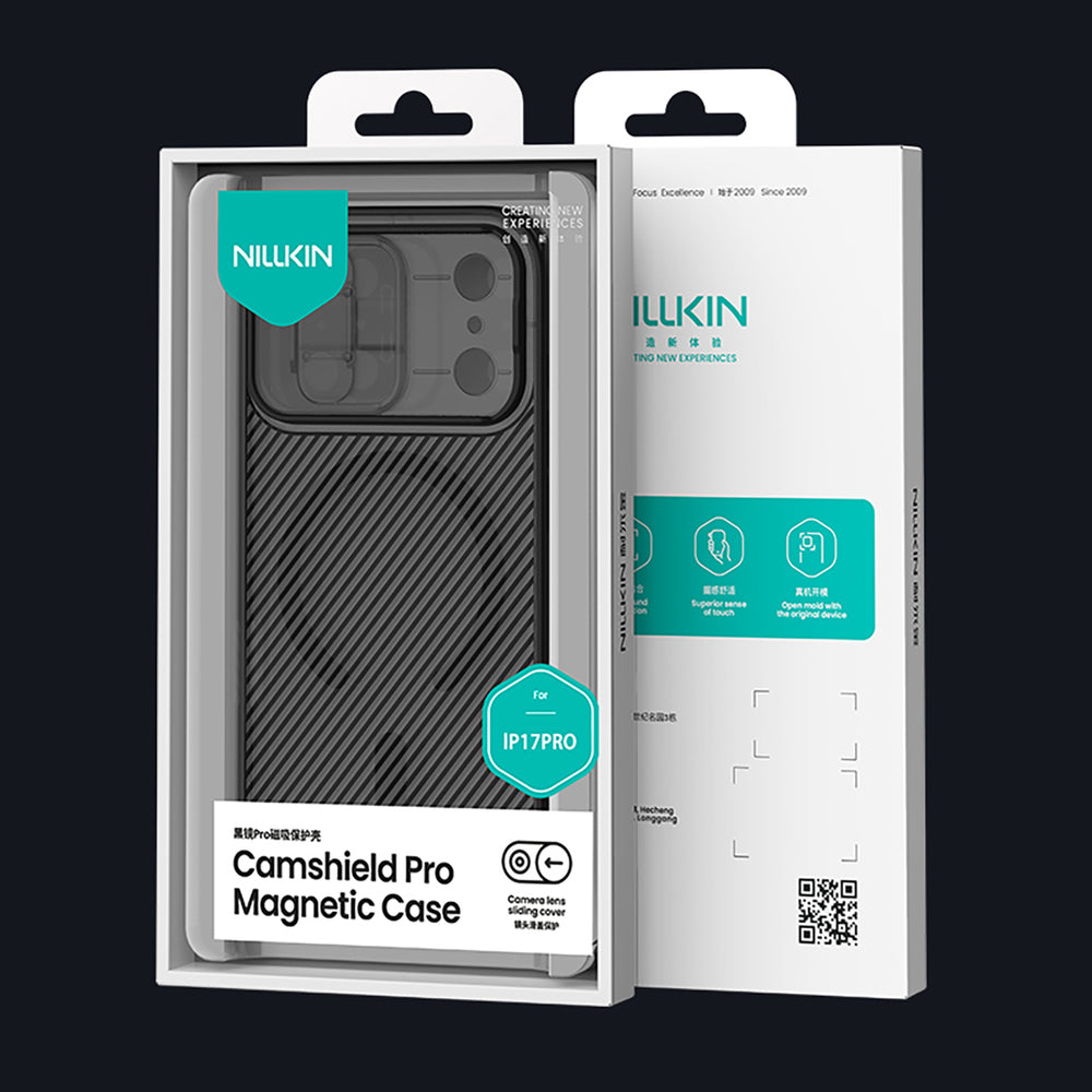 Nillkin CamShield Pro MagSafe Kompatibel Case til iPhone 17 Pro Max - Transparent sort