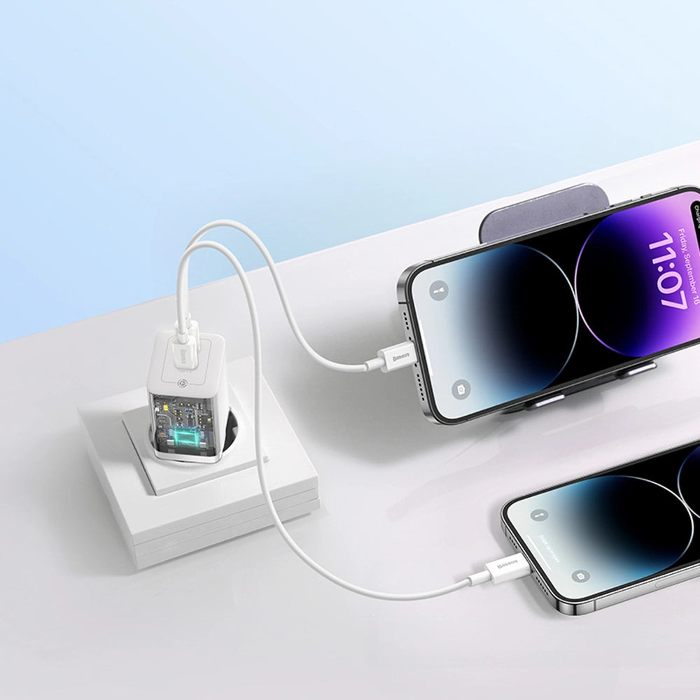 Baseus GaN5 Pro 40W 2xUSB-C vægoplader - hvid