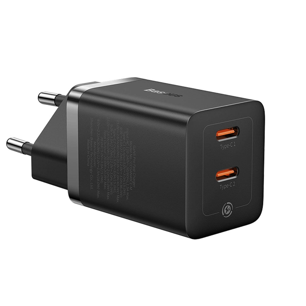 Baseus GaN5 Pro 40W 2xUSB-C Wall Charger - sort