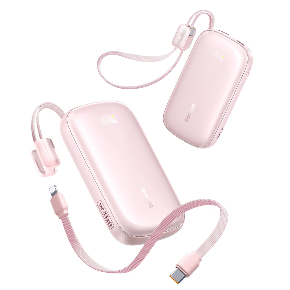 Baseus EnerFill FC21 Qpow 3 Ultra 20000mAh 22.5W Powerbank med display og kabel med - Pink