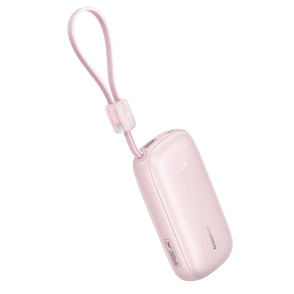 Baseus EnerFill FC21 Qpow 3 Ultra 20000mAh 22.5W Powerbank med display og kabel med - Pink