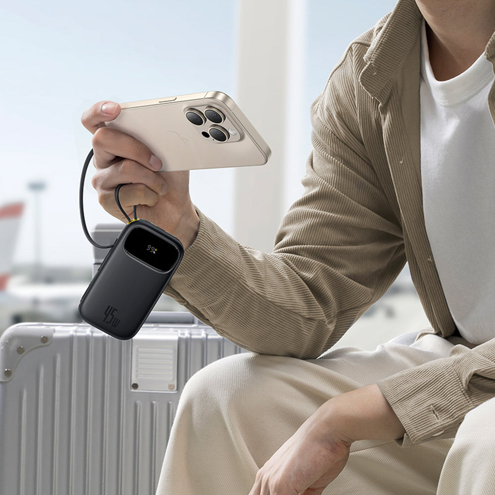 Baseus EnerFill FC31 QPow3 20000mAh 45W Power Bank with Display with USB-C and Lightning Cables - Black