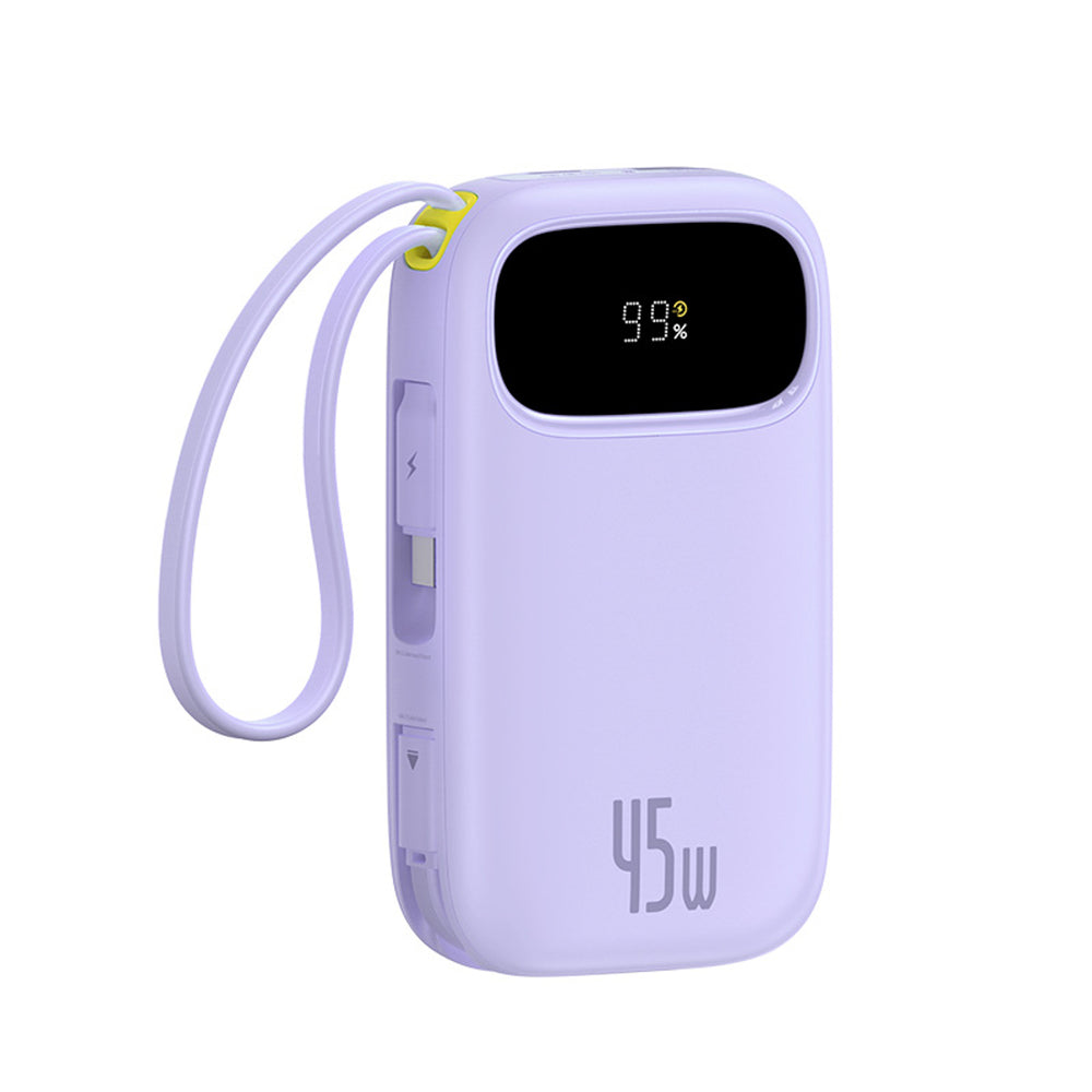 Baseus EnerFill FC31 20000mAh 45W Power Bank med display med USB-C og Lightning Kabler - Purple
