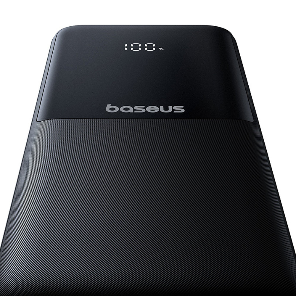 Baseus Lipow 10000mAh 22.5W Powerbank with Dual Built-in Cable with Display (with additional black Baseus Simple USB-A - USB-C 3A 0.2m cable) - Black