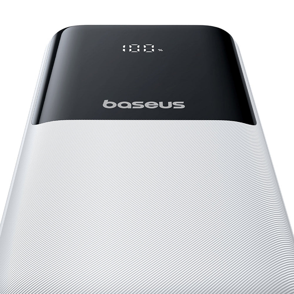 Baseus Lipow 20000mAh 22.5W Powerbank med to indbyggede kabler med ekstra Baseus Simple USB-A - USB-C 3A 20cm kabel - hvid