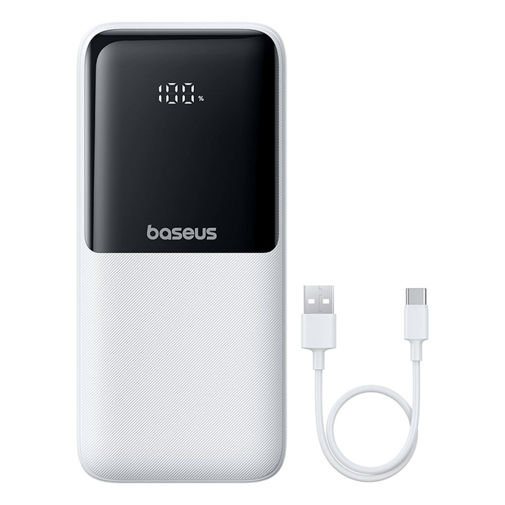 Baseus Lipow 20000mAh 22.5W Powerbank with two built-in cables with additional Baseus Simple USB-A - USB-C 3A 20cm cable - white