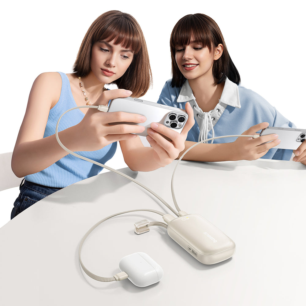 Baseus EnerFill FC21 Qpow 3 Ultra 10000mAh 22.5W Powerbank with attached cable lanyard - beige