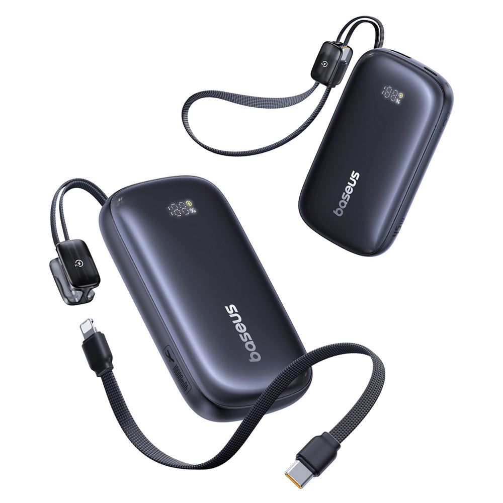 Baseus EnerFill FC21 Qpow 3 Ultra 10000mAh 45W Power Bank with Attached Lanyard Cable - Black