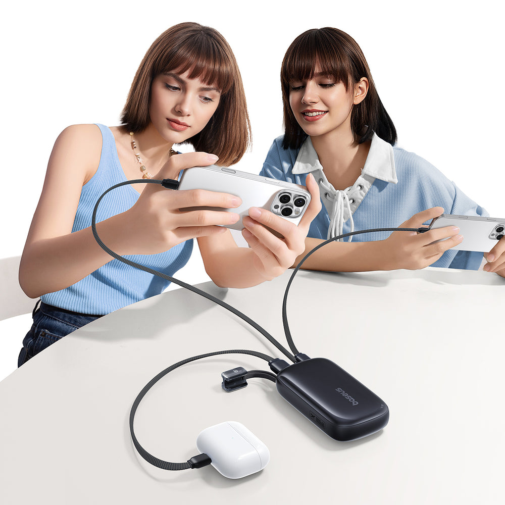 Baseus EnerFill FC21 Qpow 3 Ultra 10000mAh 45W Power Bank med vedhæftet Lanyard Cable - sort