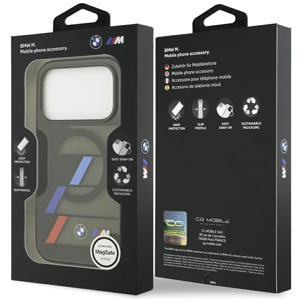 BMW M IML Metal Buttons Tricolor Lines MagSafe Case for iPhone 17 Pro - Black