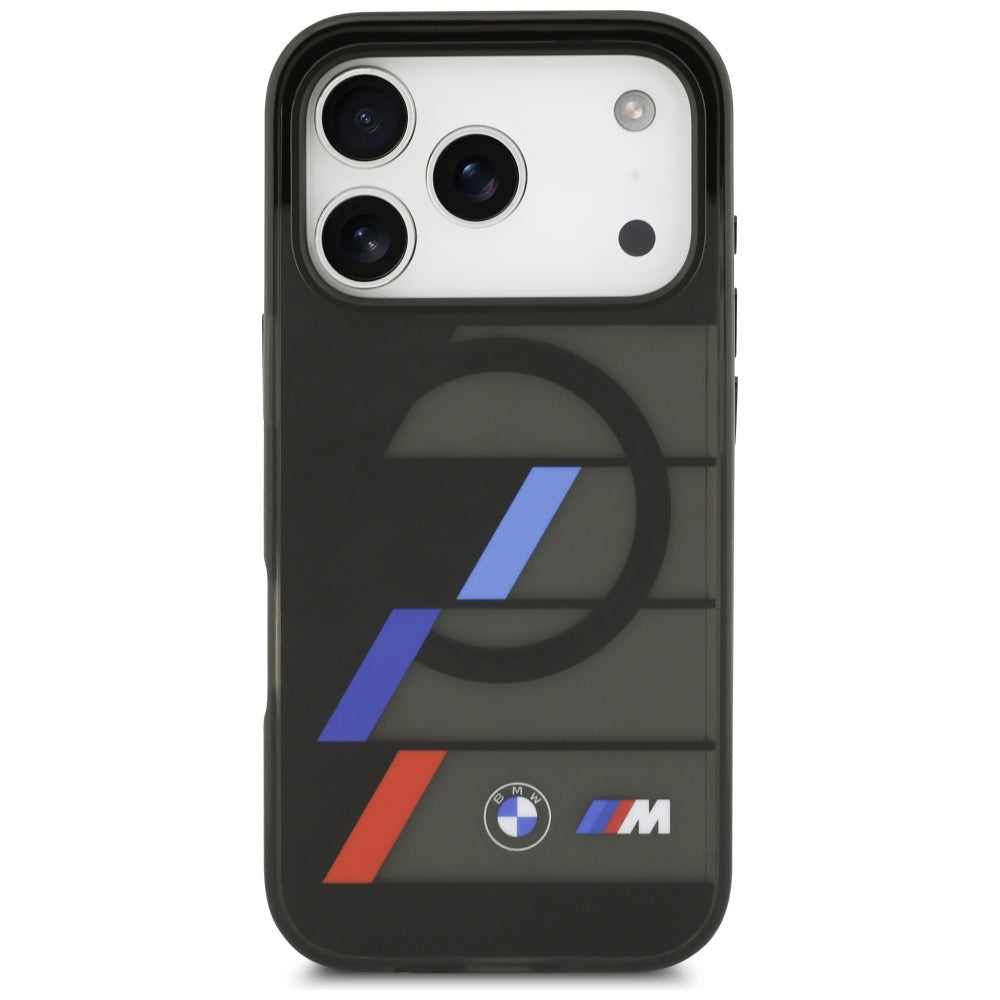 BMW M IML Metal Buttons Tricolor Lines MagSafe Case til iPhone 17 Pro Max - sort