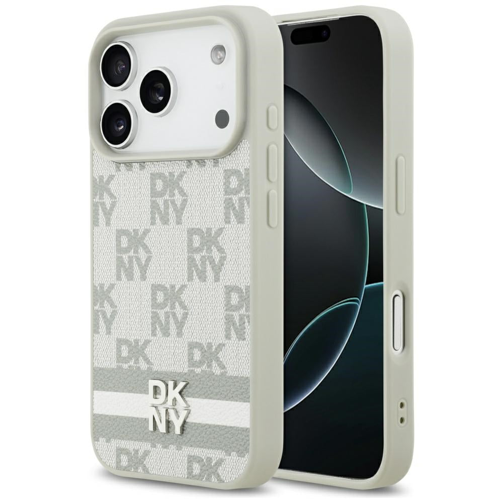 DKNY-kager med trykte striber iPhone 17 Pro-kasse - beige