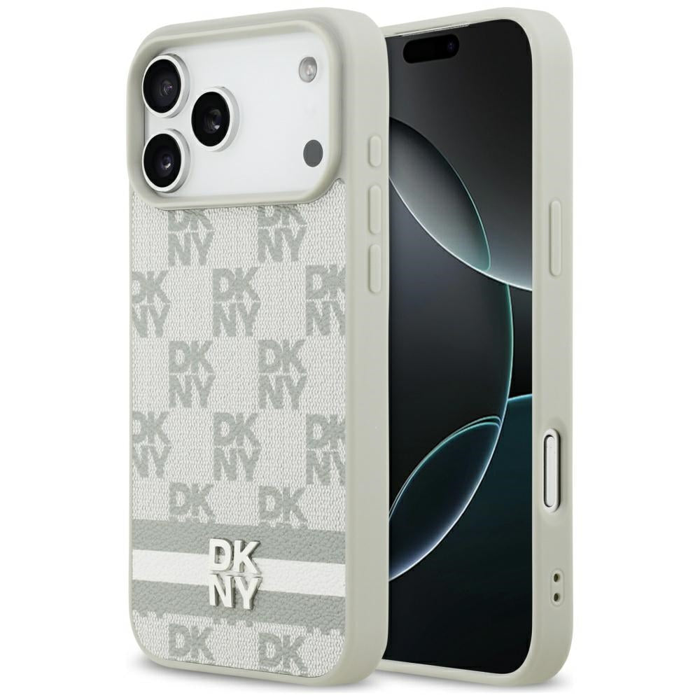 DKNY-kasse med trykte striber til iPhone 17 Pro Max - Beige