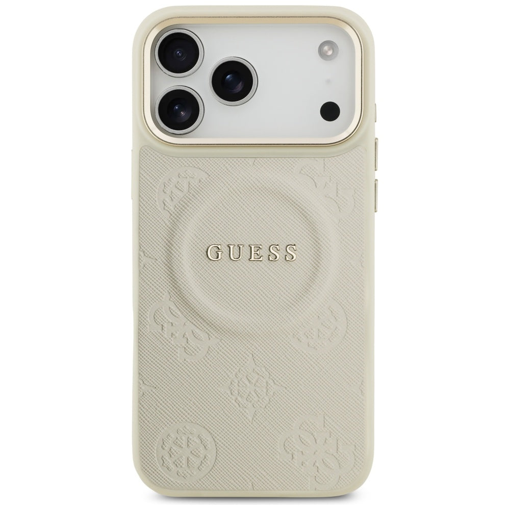 Guess Peony Hot Stamp MagSafe Case til iPhone 17 Pro Max - Beige