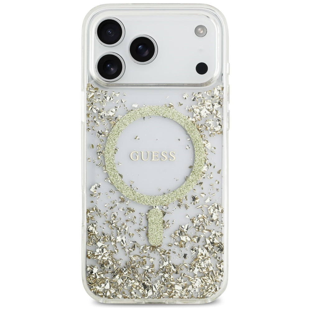 Guess Resin Bottom Glitter MagSafe Case for iPhone 17 Pro Max - Gold