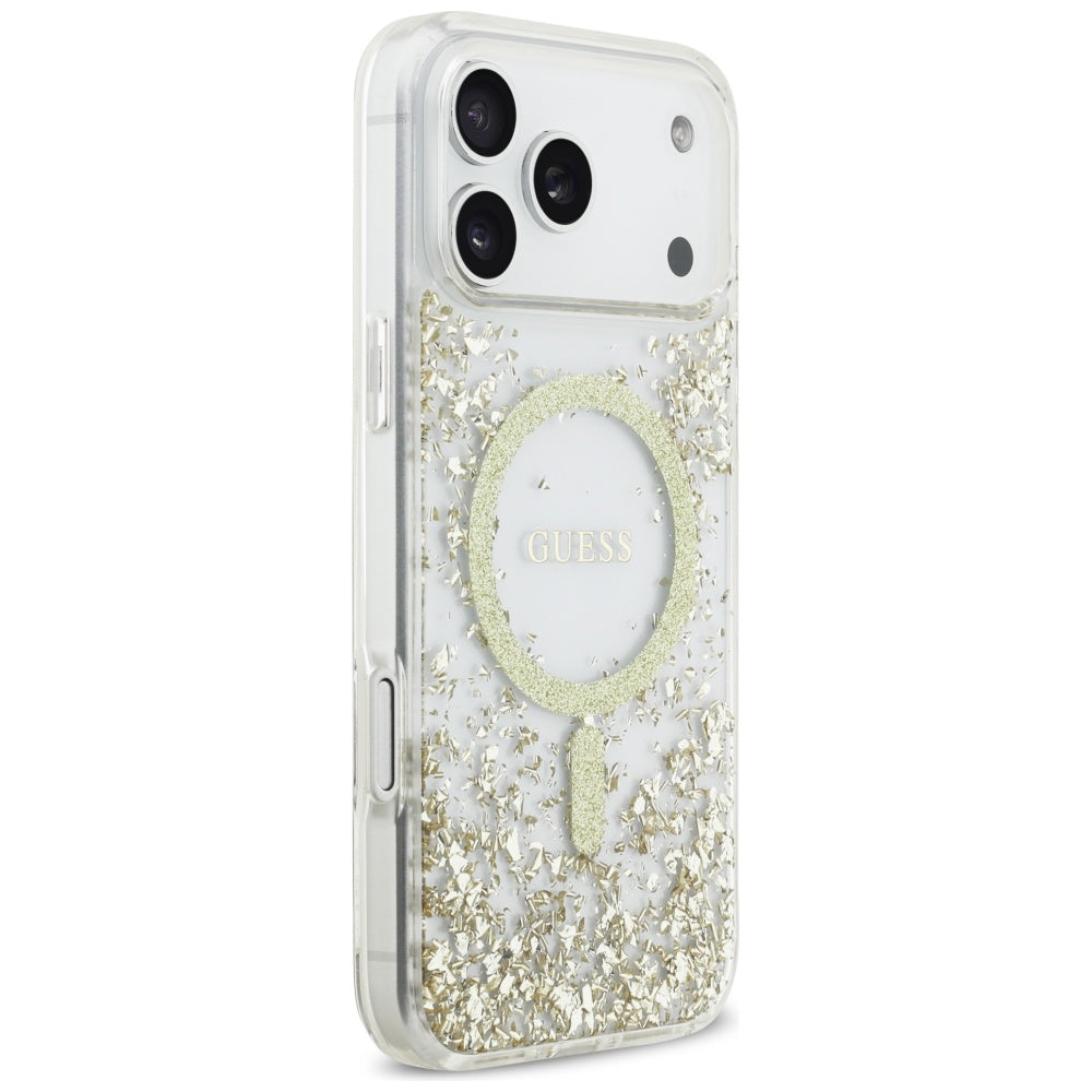 Guess Resin Bottom Glitter MagSafe Case for iPhone 17 Pro Max - Gold