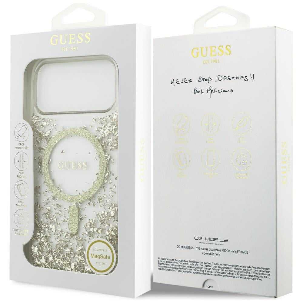 Guess Resin Bottom Glitter MagSafe Case for iPhone 17 Pro Max - Gold