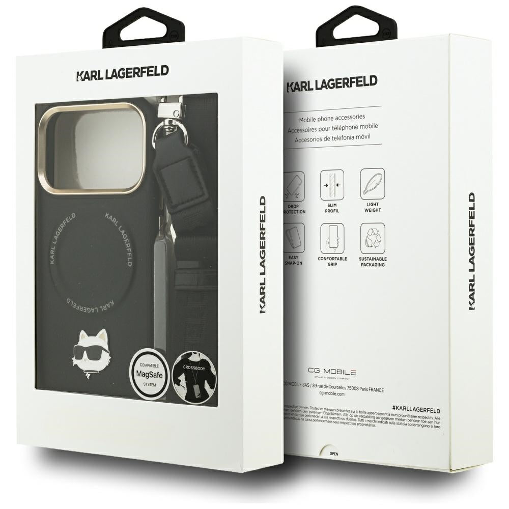 Karl Lagerfeld Big Strap Choupette Metal Logo MagSafe Case for iPhone 17 Pro Max - Black