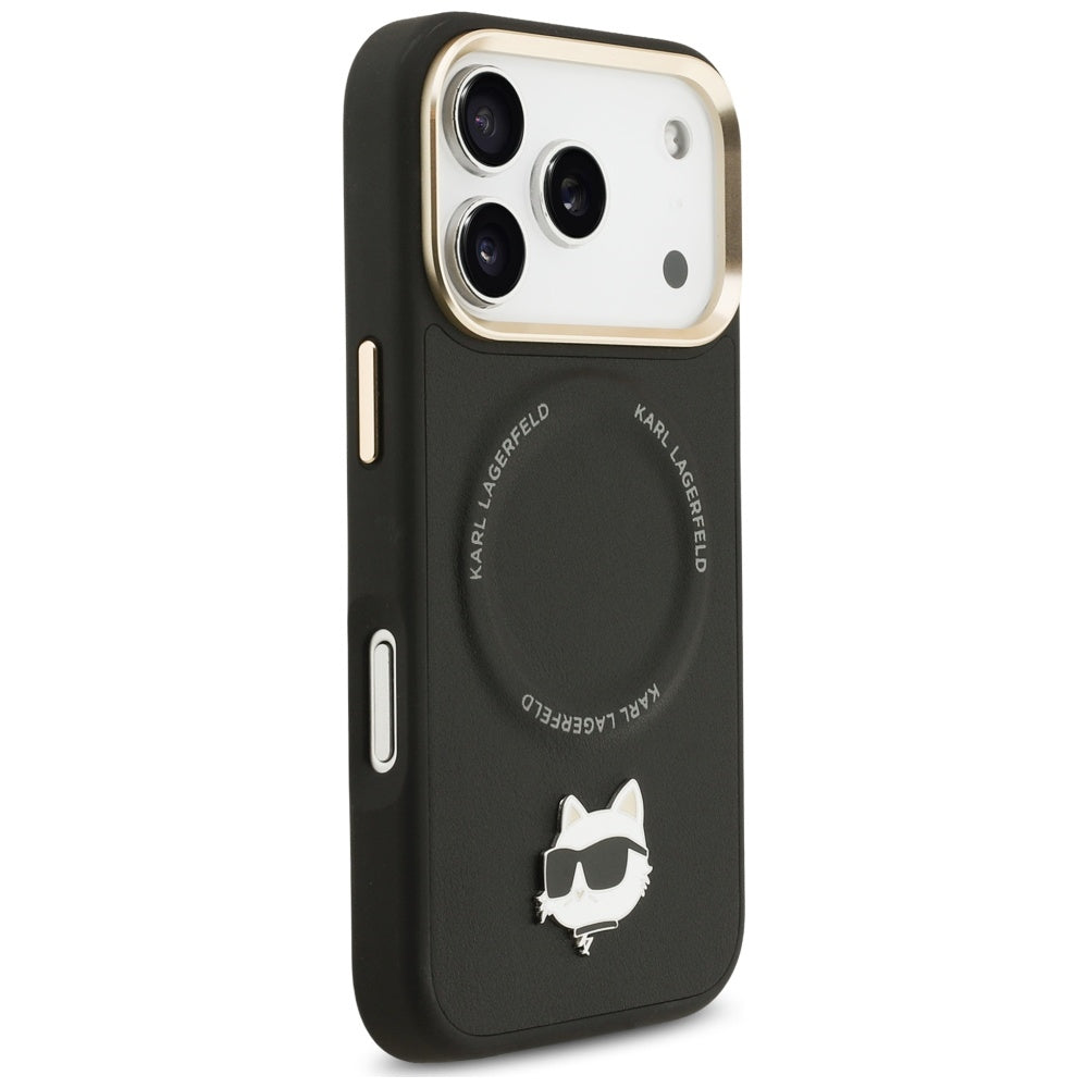 Karl Lagerfeld Big Strap Choupette Metal Logo MagSafe Case for iPhone 17 Pro Max - Black