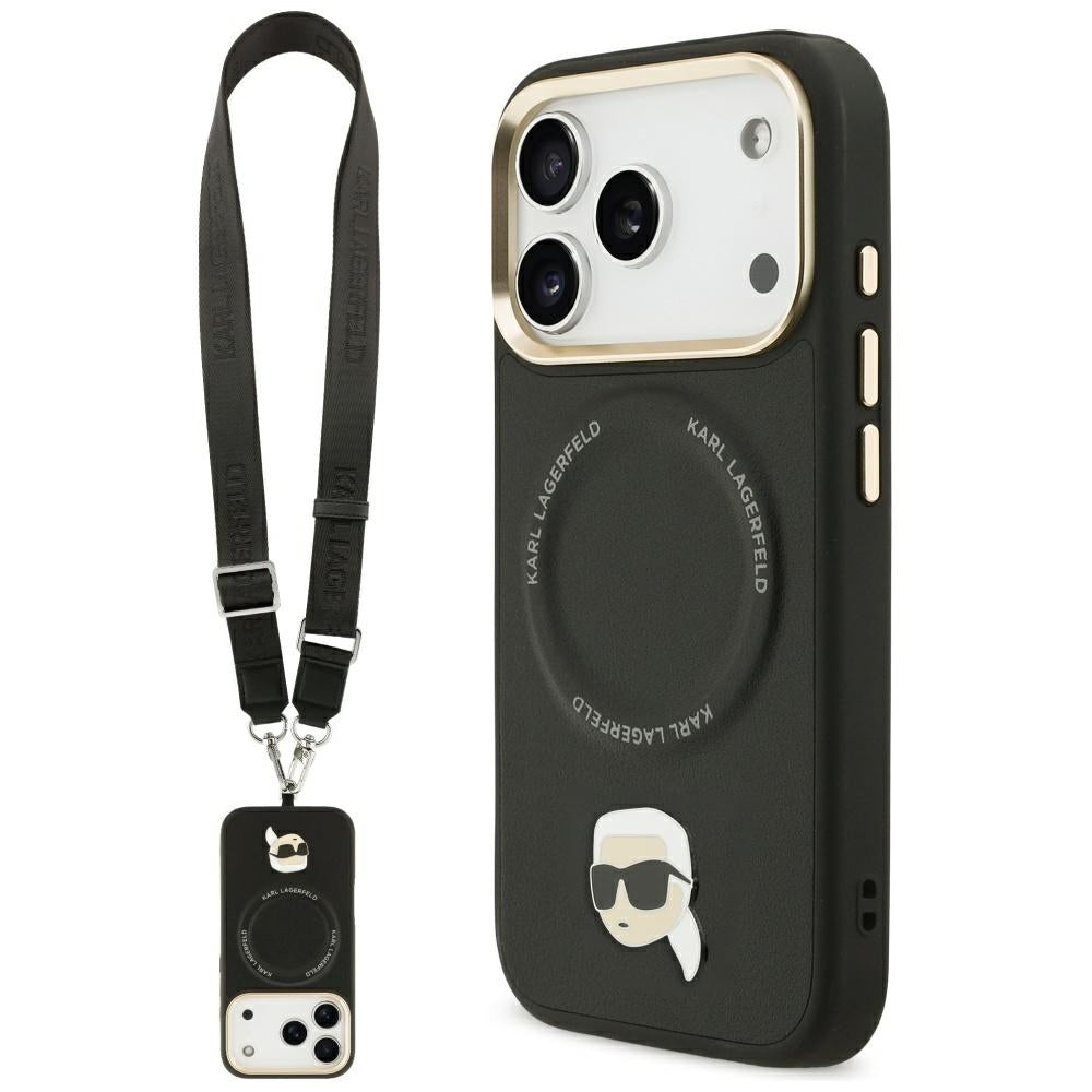Karl Lagerfeld Big Strap Karl Metal Logo MagSafe Case til iPhone 17 Pro - sort