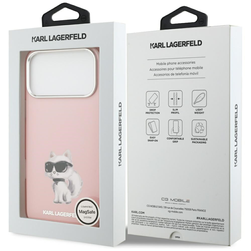 Karl Lagerfeld IML Aquarelle Choupette & Logo MagSafe Case til iPhone 17 Pro - Pink