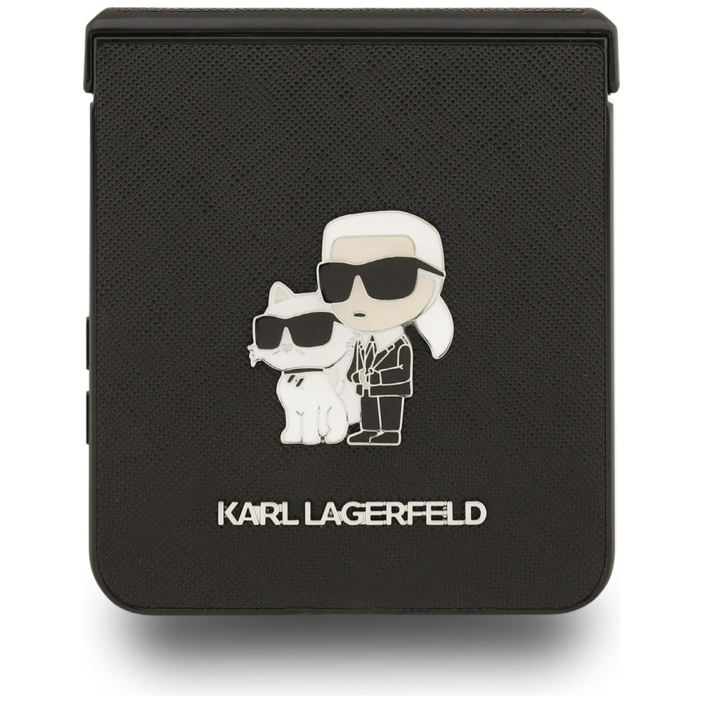 Karl Lagerfeld Saffiano Karl&Choupette Pin Case til Samsung Galaxy Z Flip 7 - sort