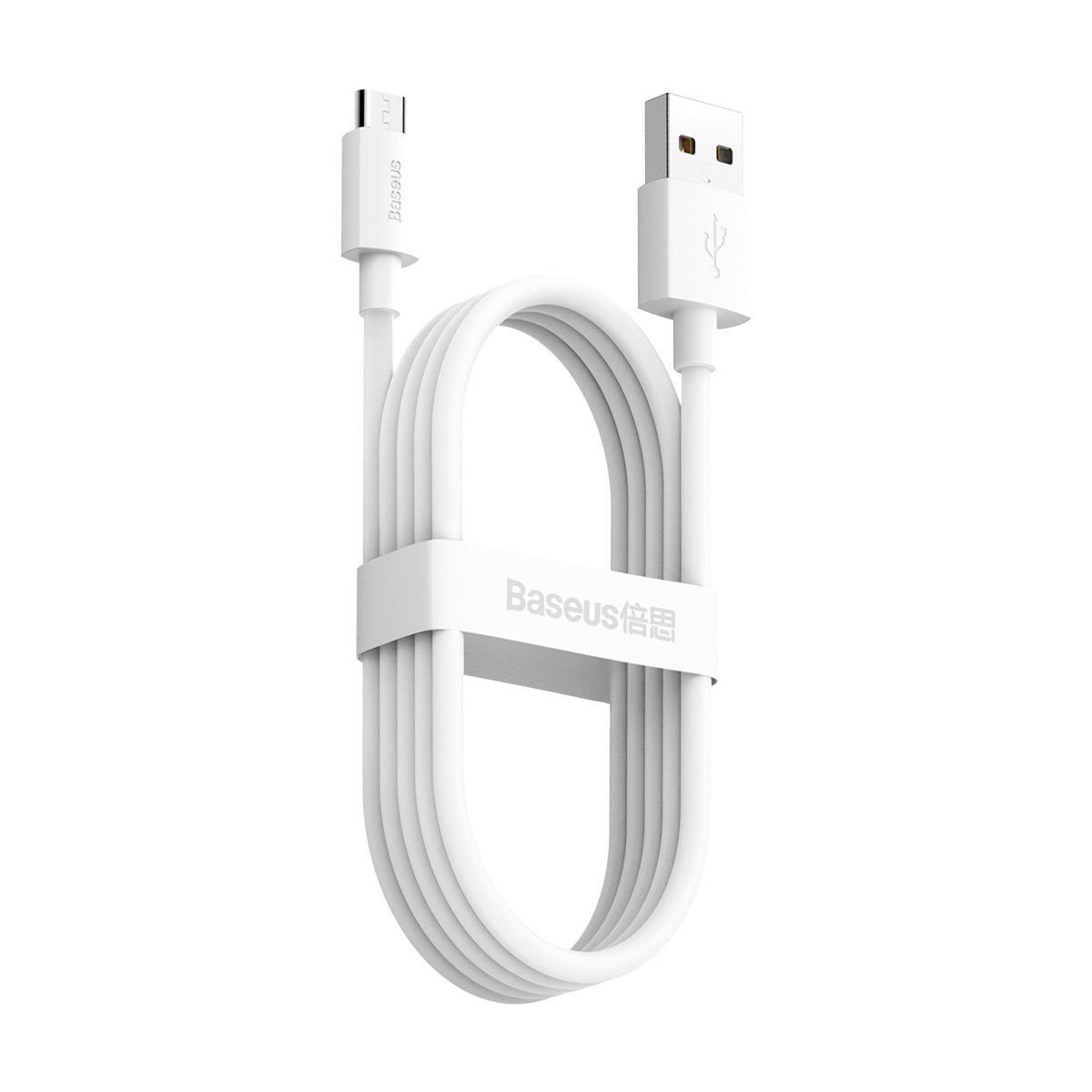 Baseus Simple Wisdom Data Cable Kit USB til Micro 2.1A (2PCS/Set) 1.5m Hvid