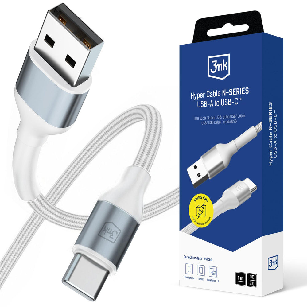 3mk Hyper Cable N-SERIES USB-A / USB-C 1m 9V/2A 18W / white