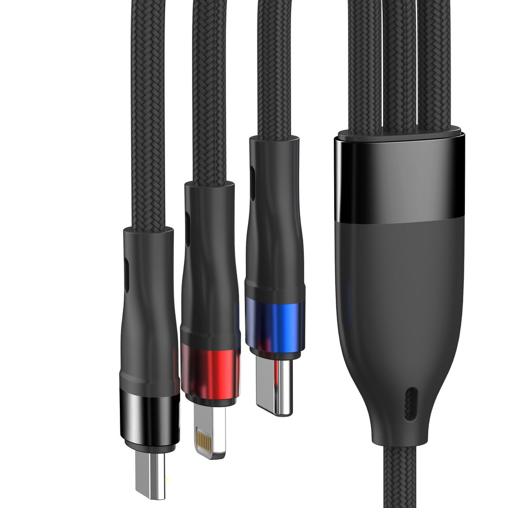 3mk Hyper Cable N-SERIES 3 i 1 USB-A / Lightning / Micro 1.2m 9V/2A 18W - sort