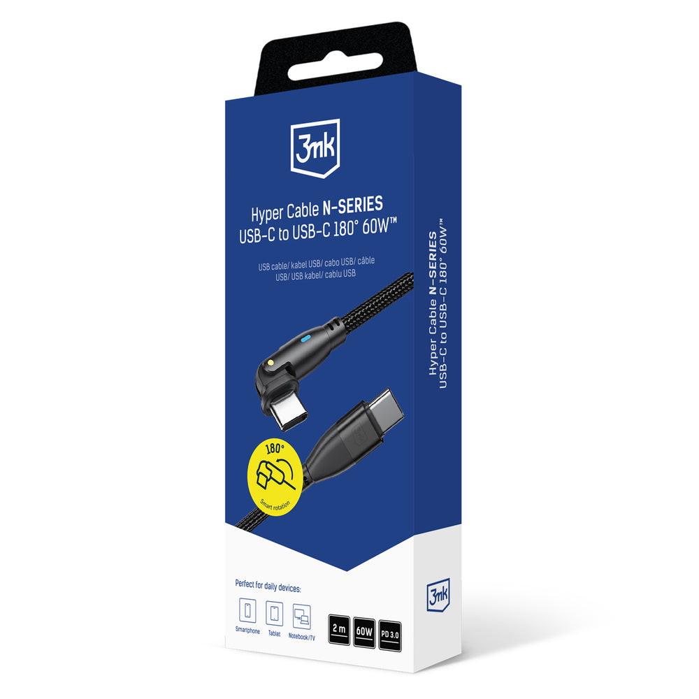 3mk Hyper Cable 3mk Hyper Cable N-SERIES USB-C / USB-C 2m 20V/3A 60W / black