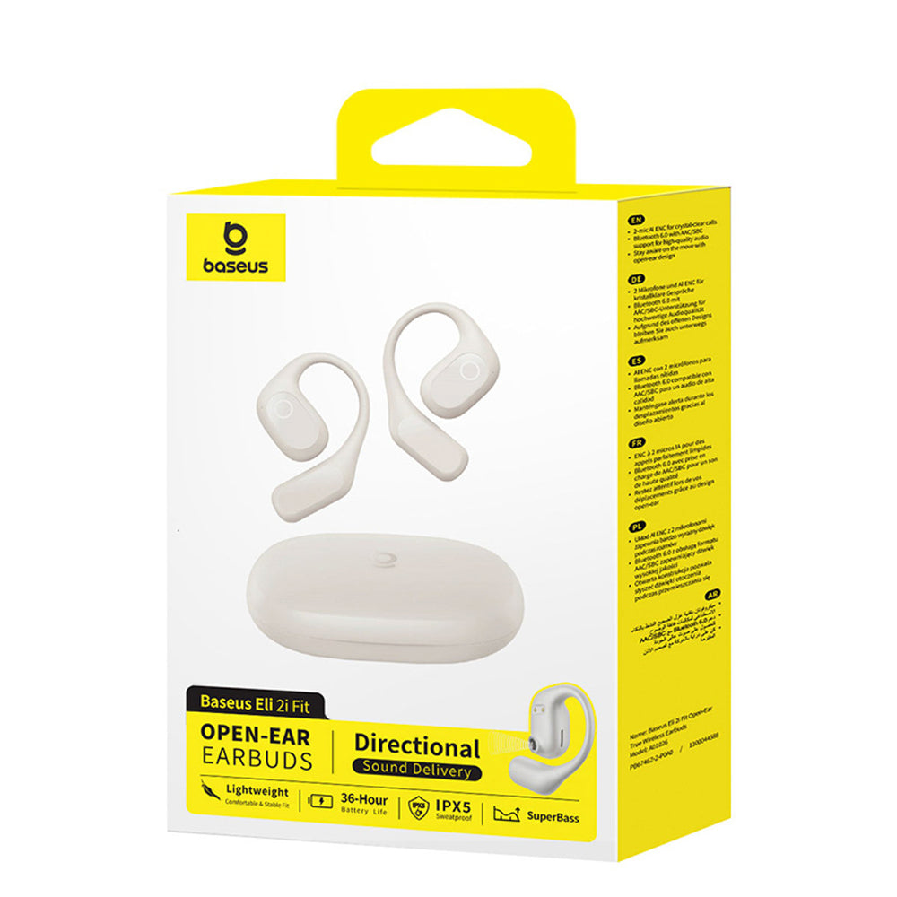 OWS Baseus Eli 2i Fit Headphones with Ear Hooks - White