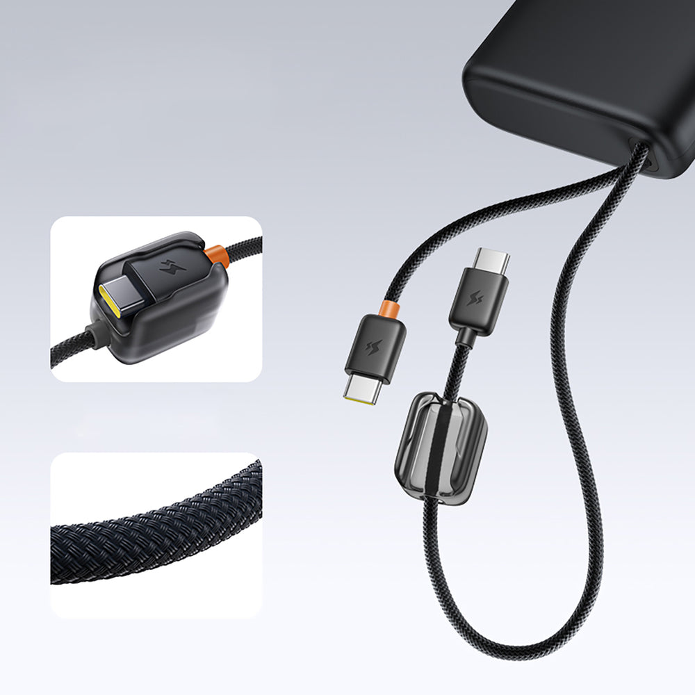 Baseus EnerFill FC41 25000mAh 145W Power Bank with Digital Display and Built-in Dual USB-C Cable - Black