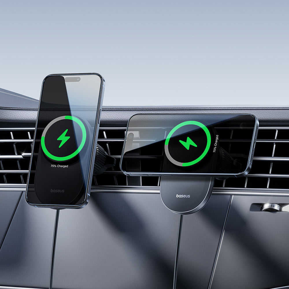 Baseus PrimeTrip VC2 Pro Magnetic Holder with Qi2.2 Charger and Air Vent Fan - Black