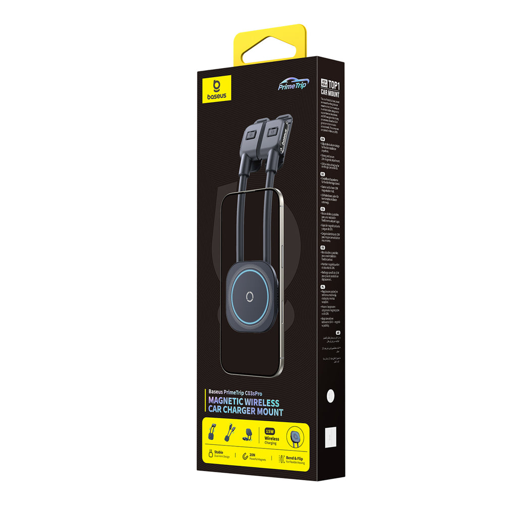 Baseus PrimeTrip C03sPro Car Holder for Dashboard with Adhesive Inductive Charger - Black