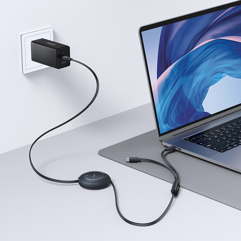 Baseus Free2Pull Mini 100W 3in1 USB-C Retractable Cable - 2xUSB-C 1.2m - sort