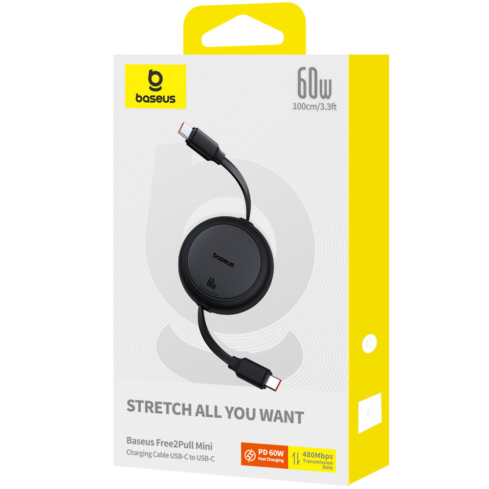 Baseus Free2Pull 60W USB-C Retractable Cable - USB-C 1m - Black