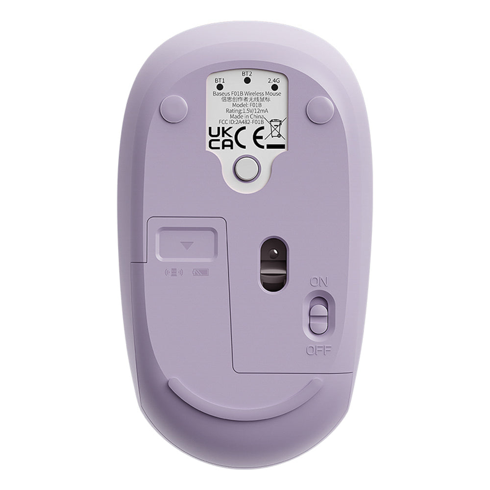 Baseus F01B 2.4GHz trådløs mus + Bluetooth 3.0 + 5.0 - Purple
