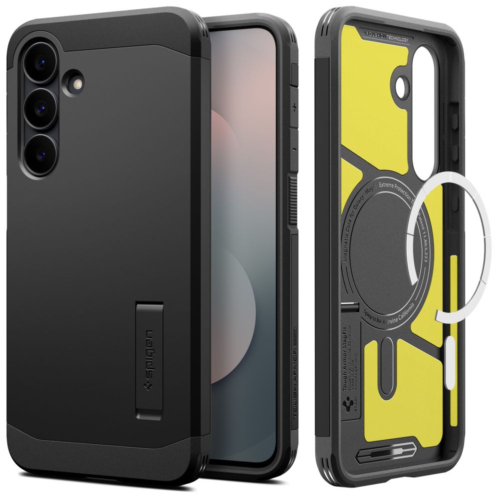 Spigen Tough Armor Mag MagSafe Case til Samsung Galaxy S25 FE - sort og gul