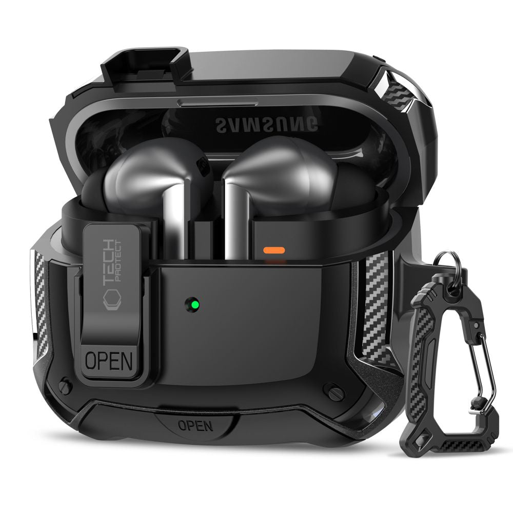 Tech-Protect Silicone Hook Case til Samsung Galaxy Buds 3 / 3 FE / 3 Pro - sort