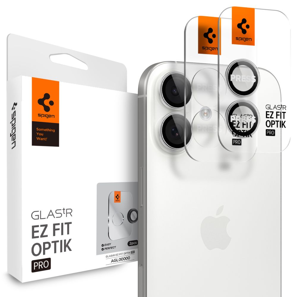 Spigen Optik Pro GLAS.TR EZ FIT Kamera Cover 2-pakke til iPhone 16 / 16 Plus / 17 - Silver